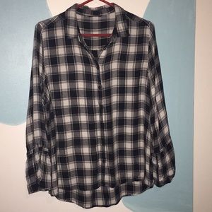 George Large black & white checkered blouse